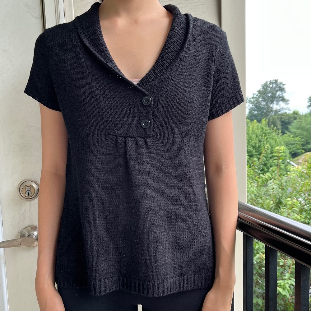 August Silk knitted short sleeved top Large